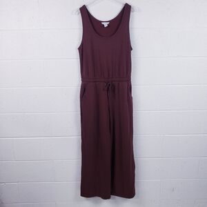 Athleta Coaster Luxe Jumpsuit Sleeveless Wide Leg Cherrywood Burgundy Medium